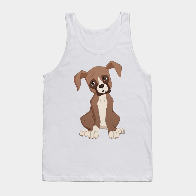 Cartoon Boxer Puppy Portrait Tank Top by PaperRain